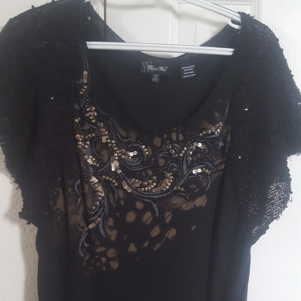 Black and gold/copper Miss Me top